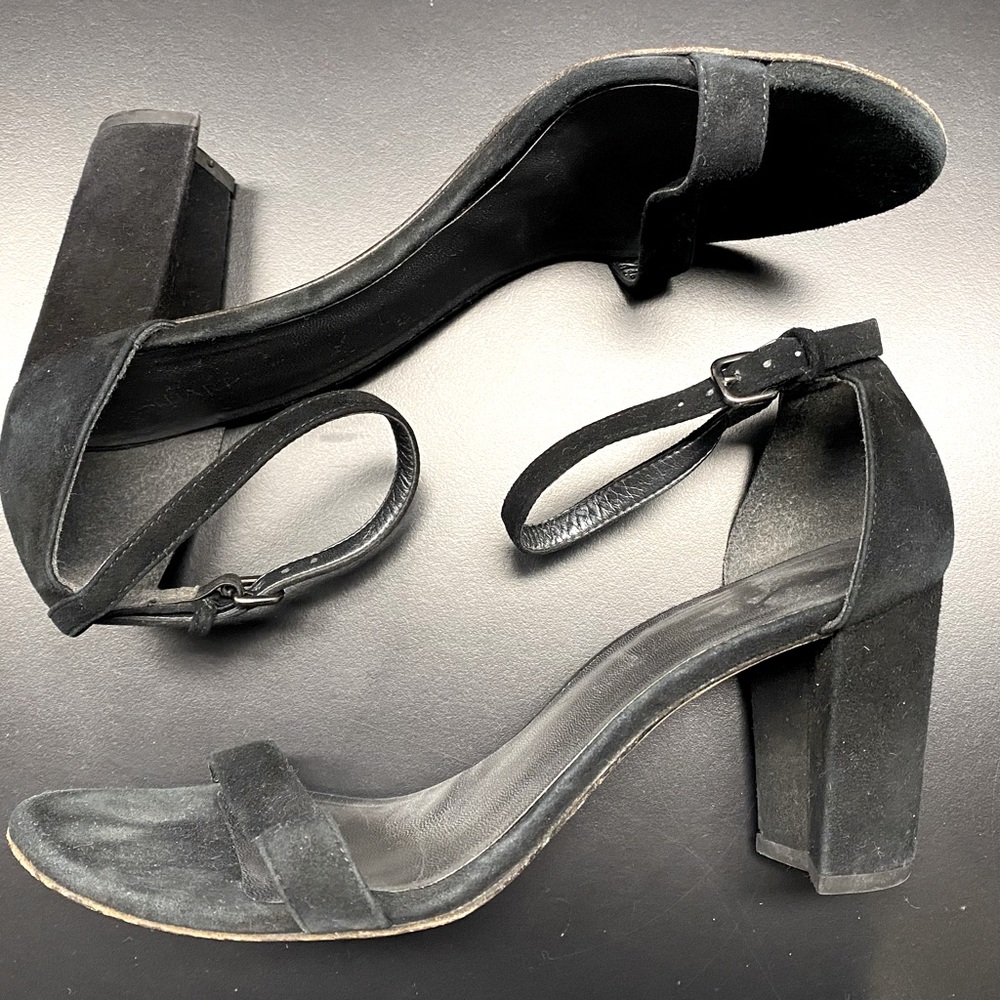 Stuart Weitzman Black Suede Sandals  8,9